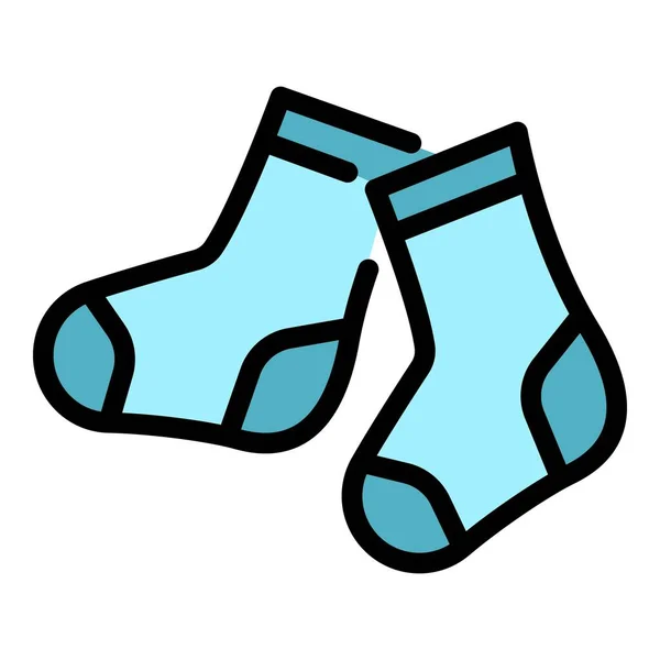 靴下のアイコンカラーアウトラインベクトルのペア — ストックベクタ