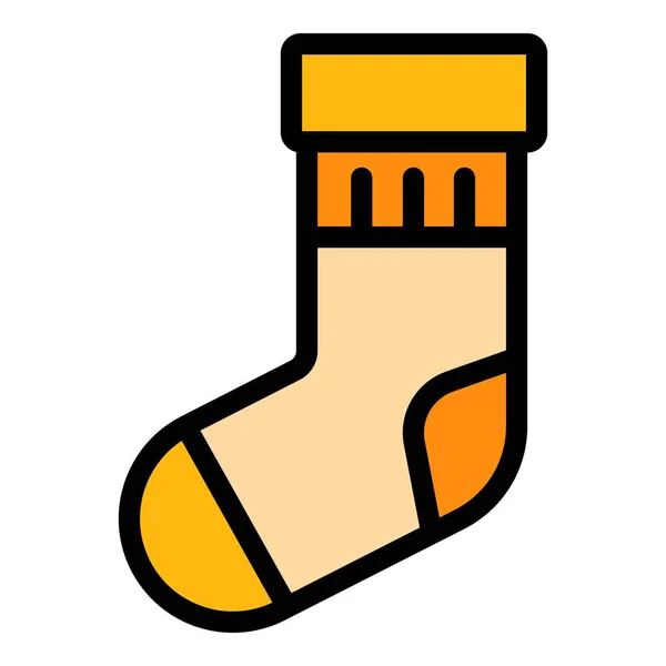 Різдвяний шкарпетковий значок кольоровий контур вектор — стоковий вектор