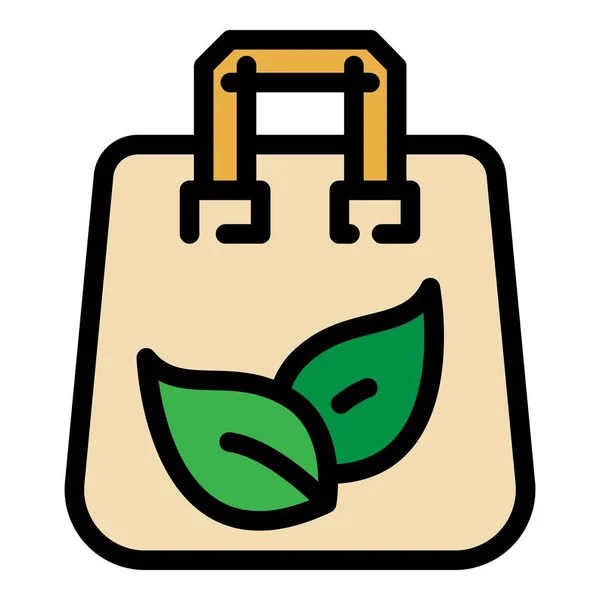 Leinwand eco bag Symbol Farbe Umrissvektor — Stockvektor