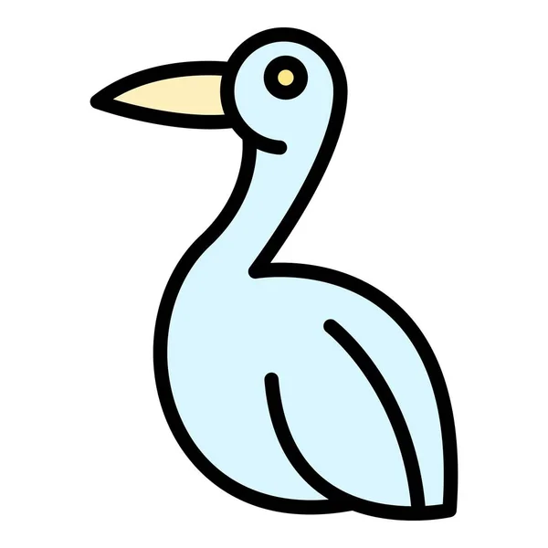 Bird stork icon color outline vector — Stock Vector