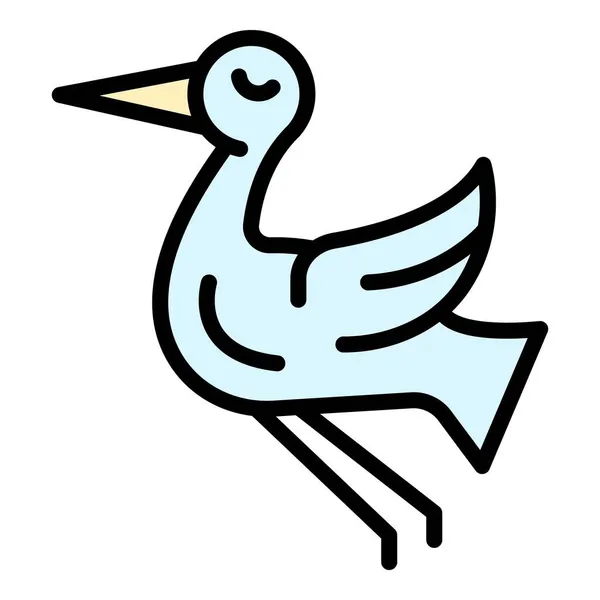 Dansande stork ikon färg kontur vektor — Stock vektor