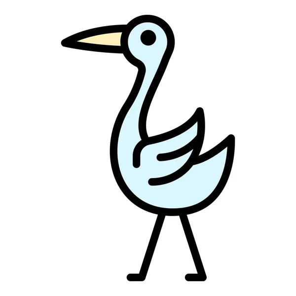 Stehendes Storch-Symbol farbiger Umrissvektor — Stockvektor