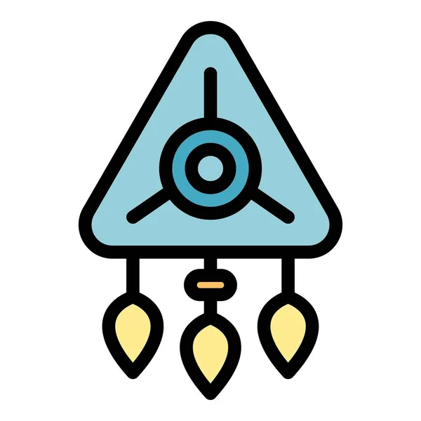 Driehoek amulet pictogram kleur omtrek vector — Stockvector