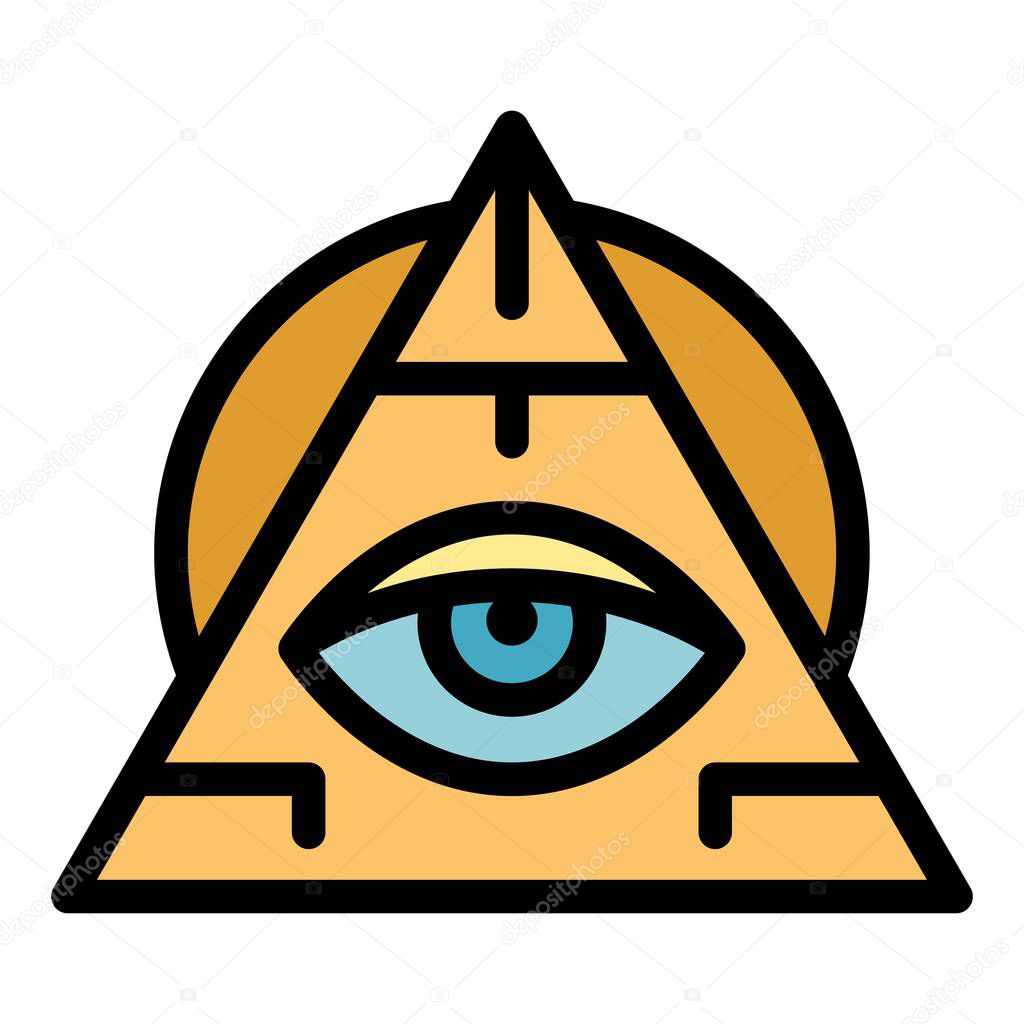 Pyramide eye amulet icon color outline vector