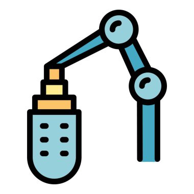 Stüdyo mikrofon simgesi renk ana hatları vektörü