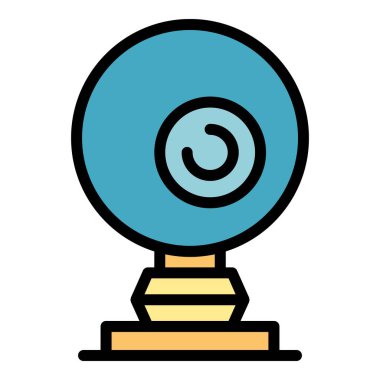 Web kamera akış simgesi renk ana hatları vektörü