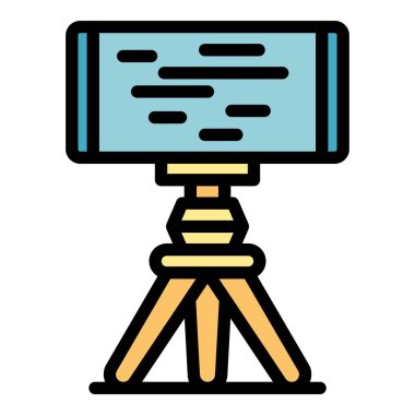 Akıllı telefon tripod akış simgesi renk ana hatları vektörü