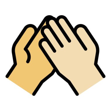 Arkadaş güveni tokalaşma simgesi renk ana hatları vektörü