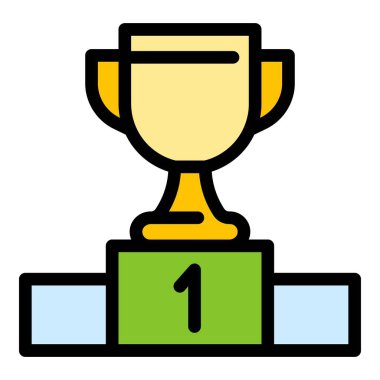 Altın kupa podyum ikonu renk ana hatları vektörü