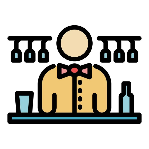 Trust barman icon color outline vector — Stock Vector