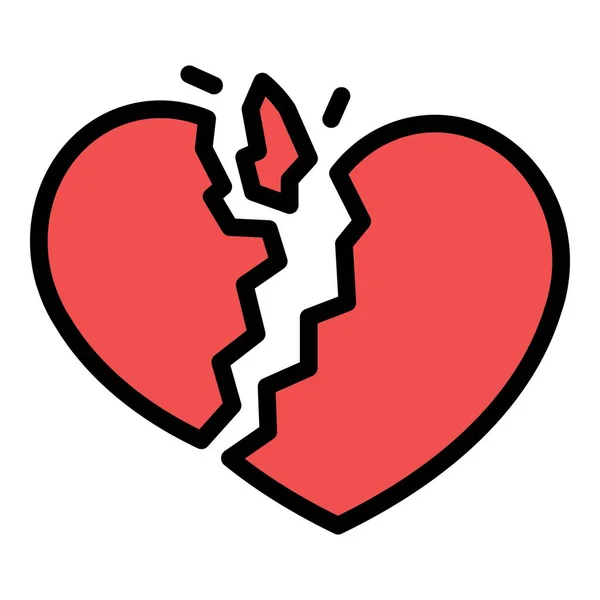 Broken trust heart icon color outline vector — Stock Vector