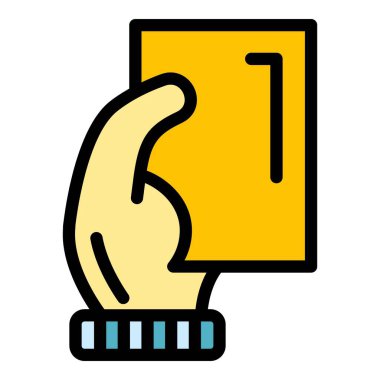 Hakem kartı simgesi renk ana hatları vektörü