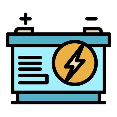 Alkalin araba aküsü renk ana hatları vektörü