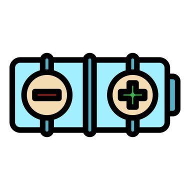 Hücre pil simgesi renk dış hat vektörü