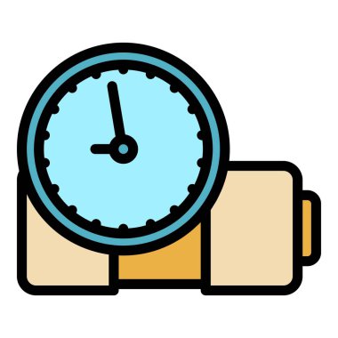 Saat saat pil simgesi renk ana hatları vektörü