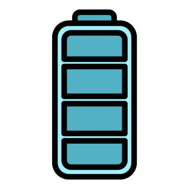 Tam şarjlı pil simgesi renk dış hat vektörü