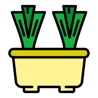 Saksı soğanı simgesi renk ana hatları vektörü