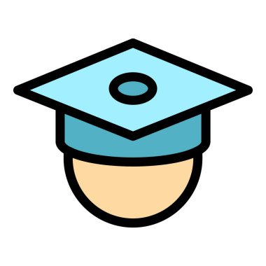 Mezuniyet şapkası simgesi renk çizgisi vektörünü kutla