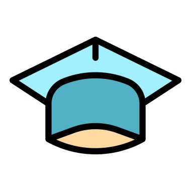 Mezuniyet şapkası simgesi renk ana hatları vektörü