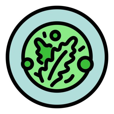 Arugula çorba ikonu renk ana hatları vektörü