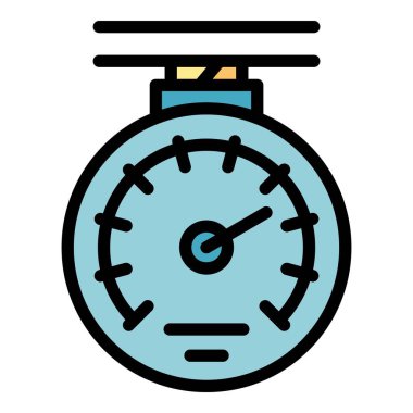 Manometre aygıtı simgesi renk ana hatları vektörü