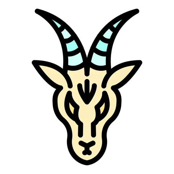 Kepala gazelle ikon warna vektor garis luar - Stok Vektor