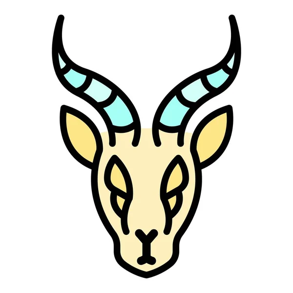 Kopf Gazelle Symbol Farbe Umrissvektor — Stockvektor