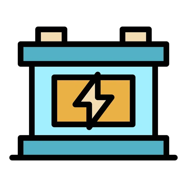 Autobatterie Symbol Farbe Umrissvektor — Stockvektor