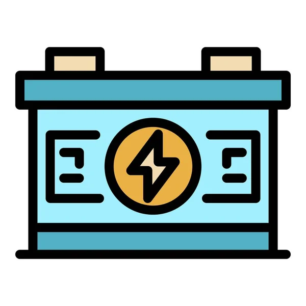 Volle Autobatterie Symbol Farbe Umrissvektor — Stockvektor