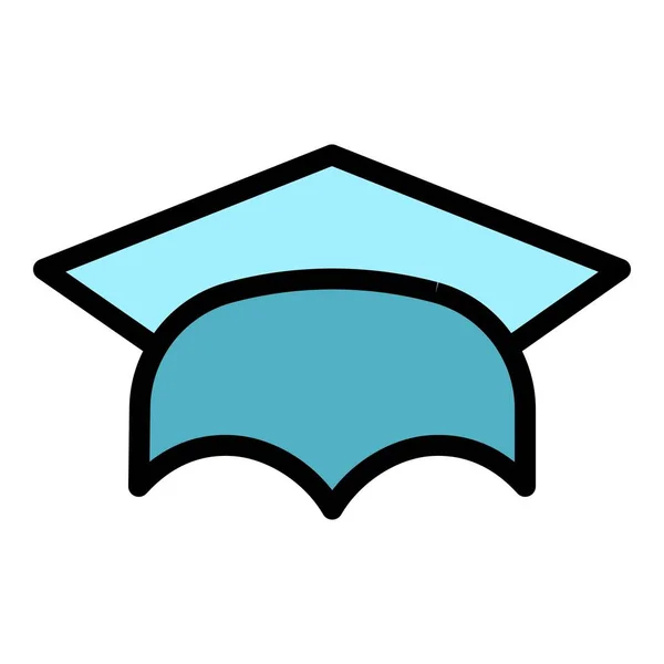 Σχολικό καπέλο αποφοίτησης εικονίδιο χρώμα περίγραμμα διάνυσμα — Διανυσματικό Αρχείο