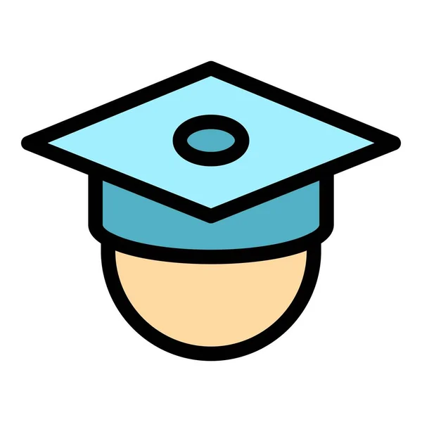 Γιορτή αποφοίτησης καπέλο εικονίδιο χρώμα περίγραμμα διάνυσμα — Διανυσματικό Αρχείο