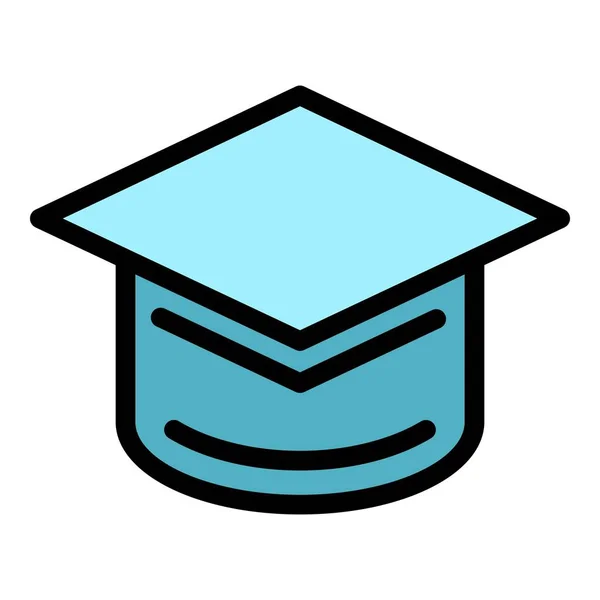 Universidade de graduação chapéu ícone cor contorno vetor —  Vetores de Stock