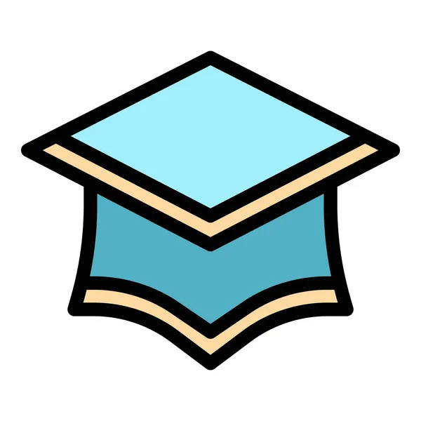 Achievement graduation hat icon color outline vector — Stockový vektor