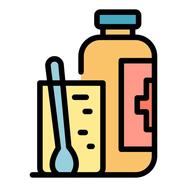 Tonsillitis syrup bottle icon color outline vector — Stock Vector