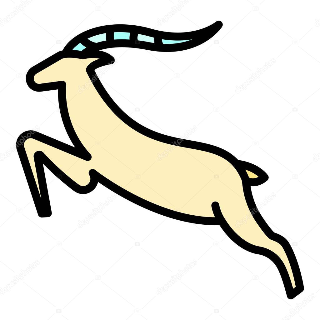 Jumping gazelle icon color outline vector