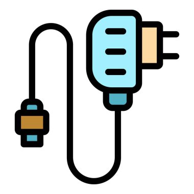 Usb şarj simgesi renk ana hatları vektörü