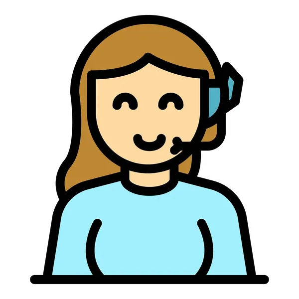 Vrouw headset pictogram kleur omtrek vector — Stockvector