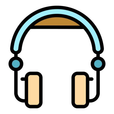 Müşteri kulaklığı simgesi renk ana hatları vektörü