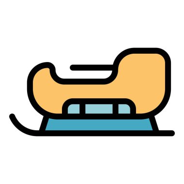 Noel kızağı simgesi renk ana hatları vektörü