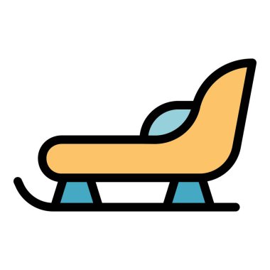 Noel Baba taşıma kızağı simgesi renk ana hatları vektörü