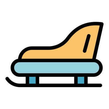 Noel Baba kızağı simge rengi ana hat vektörü