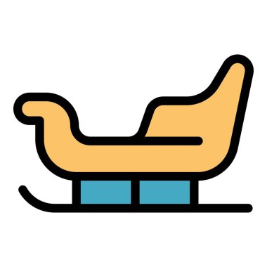 Kış kızağı simgesi renk ana hatları vektörü