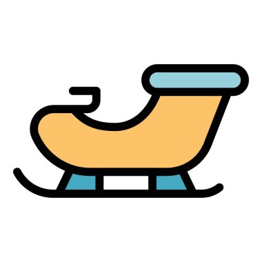 Noel Baba kızağı simgesi renk ana hatları vektörünü gönder