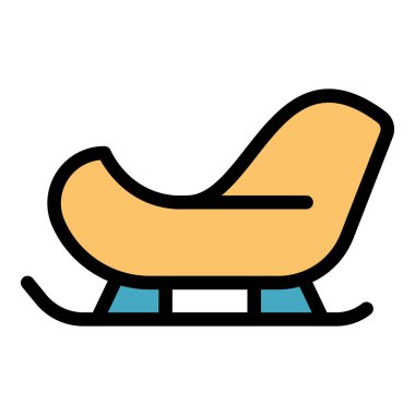 Komik Noel Baba kızağı simgesi renk ana hatları vektörü