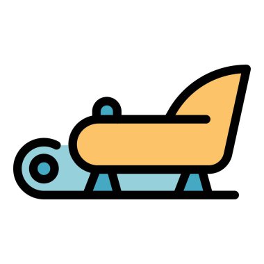 Uçan Noel Baba kızağı simgesi renk ana hatları vektörü