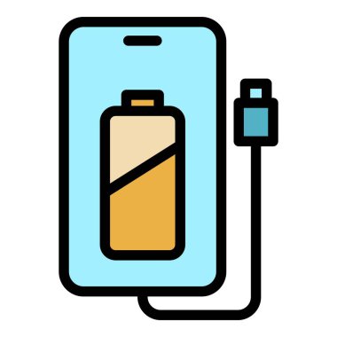 Alternatif güç bankası simgesi renk ana hatları vektörü