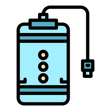 Telefon güç bankası simgesi renk ana hatları vektörü