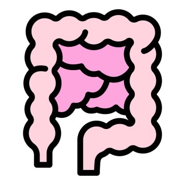 Bağırsak mikrobiyolojisi simgesi renk ana hatları vektörü