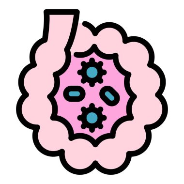 Bağırsak probiyotik simgesi renk ana hatları vektörü