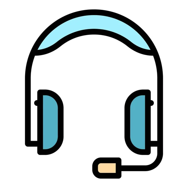 Audio headset icon color outline vector — Stock Vector